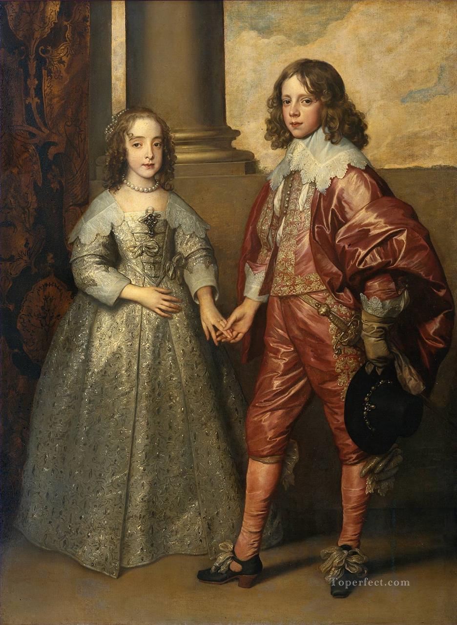 William II Prince of Orange and Princess Henrietta Mary Stuart Baroque court painter Anthony van Dyck Oil Paintings